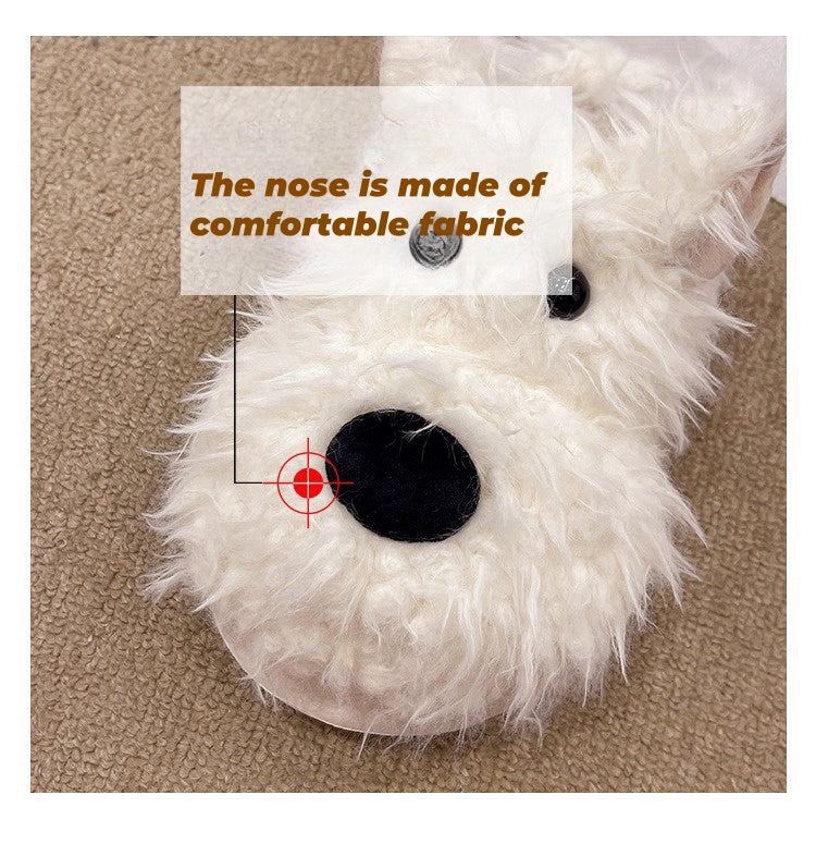 Cute West Highland Terrier Indoor Winter Thick-Soled Couple Slippers for Women, Comfy Warm Cotton House Slippers for Fall and Winter