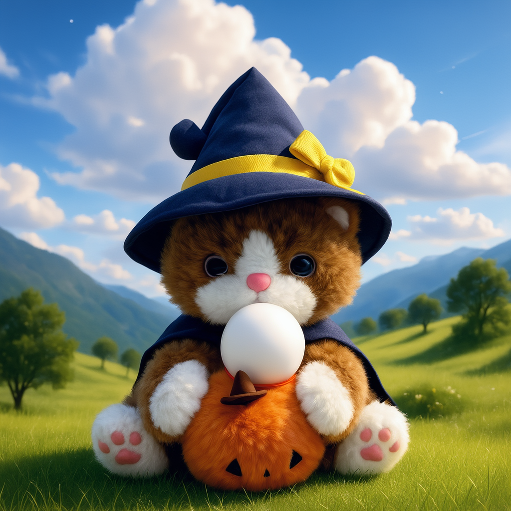 Birthday Gift AI Smart Plush Toy Halloween Cat Interactive Realistic Cat, Sings, Talk Bubble