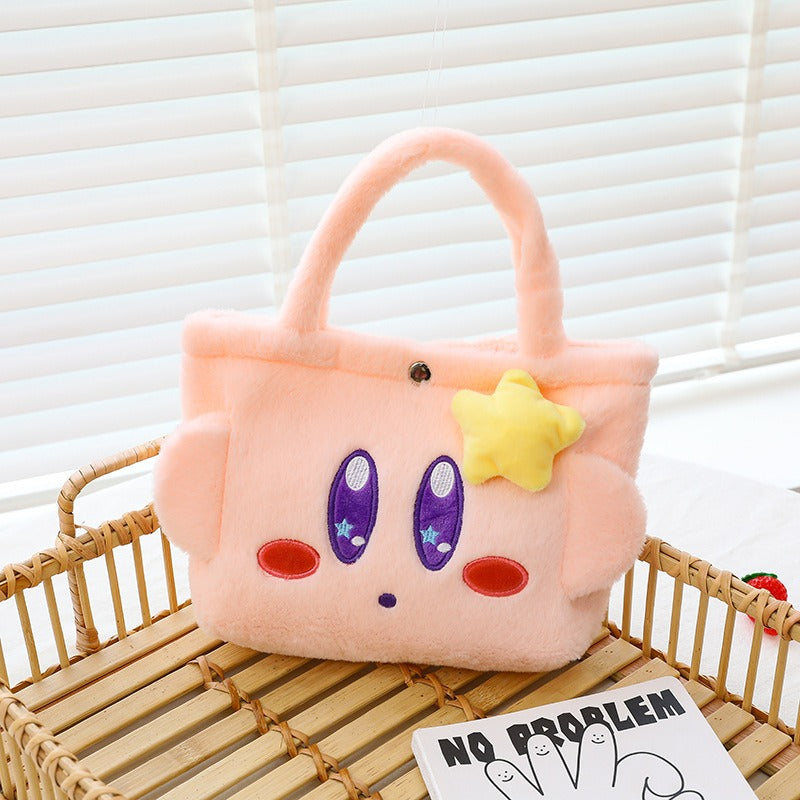 Cute Cartoon Dog Plush Tote Bag for Girls, Sweet Candy Color Lunch Bag, Trendy Handbag