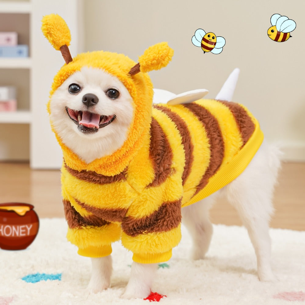 Dog and Cat Pet Clothes - Autumn/Winter Pet Apparel with Leash Option - Wholesale Fleece Bee Transformation Outfit