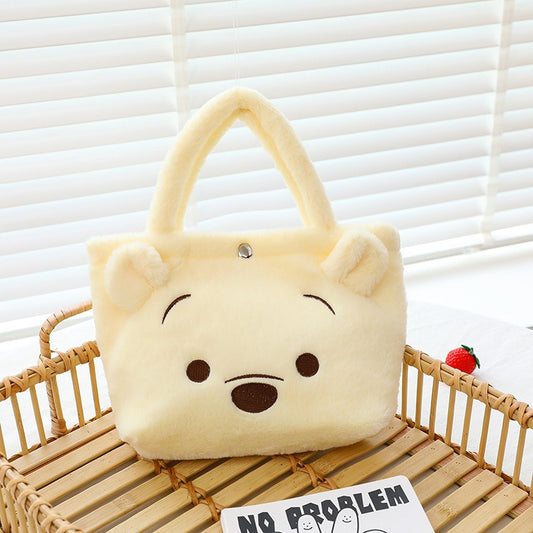 Cute Cartoon Dog Plush Tote Bag for Girls, Sweet Candy Color Lunch Bag, Trendy Handbag