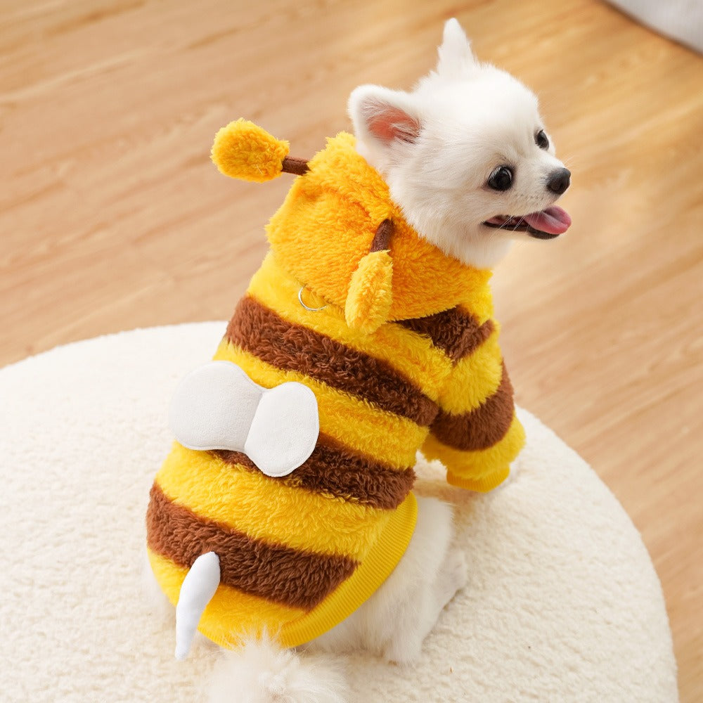 Dog and Cat Pet Clothes - Autumn/Winter Pet Apparel with Leash Option - Wholesale Fleece Bee Transformation Outfit