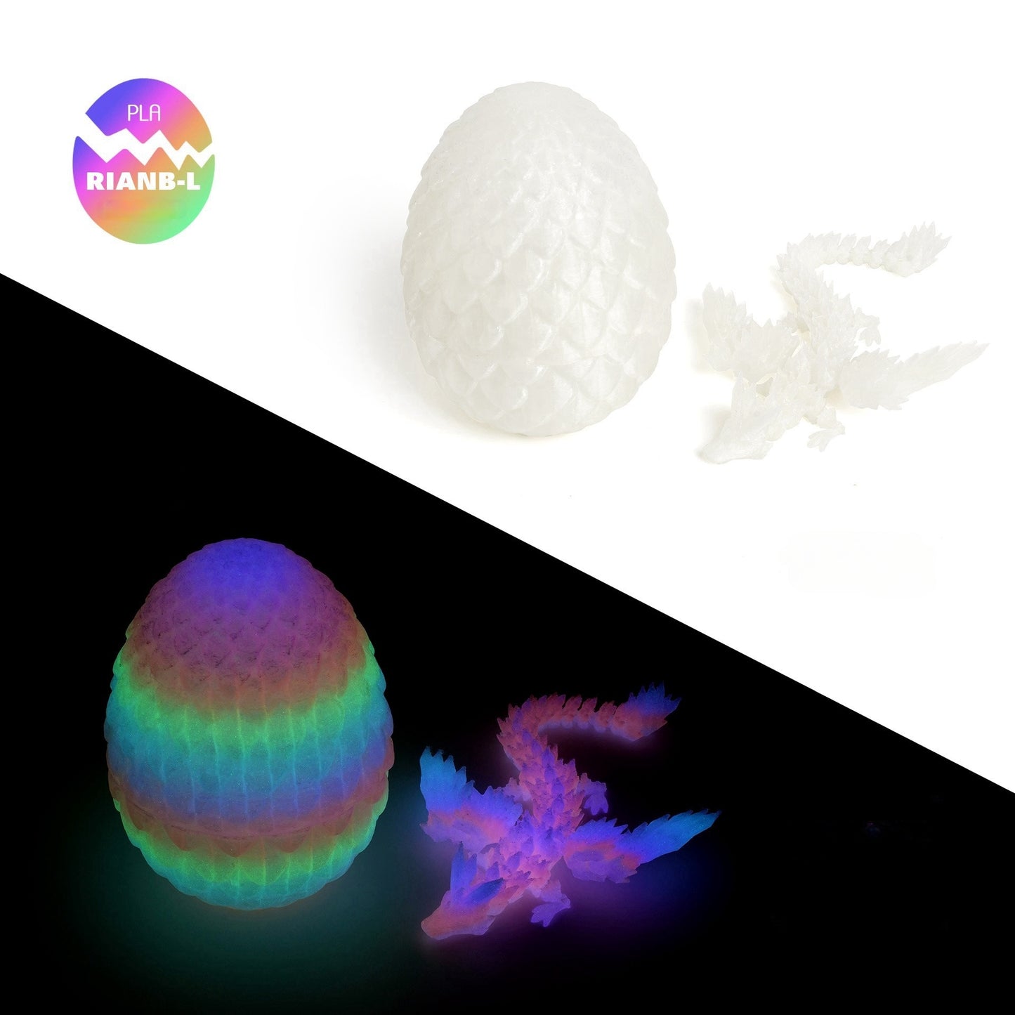 3D Printed Popular Winged Flying Dragon Egg Set, Figurine Decor Gift, Creative Trendy Chinese Dragon