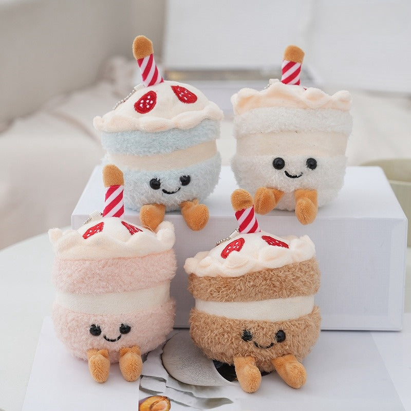 Cute Trendy Cream Cake Bubble Tea Cup Plush Toy Keychain Pendant, Cartoon Decoration Doll Bag Charm