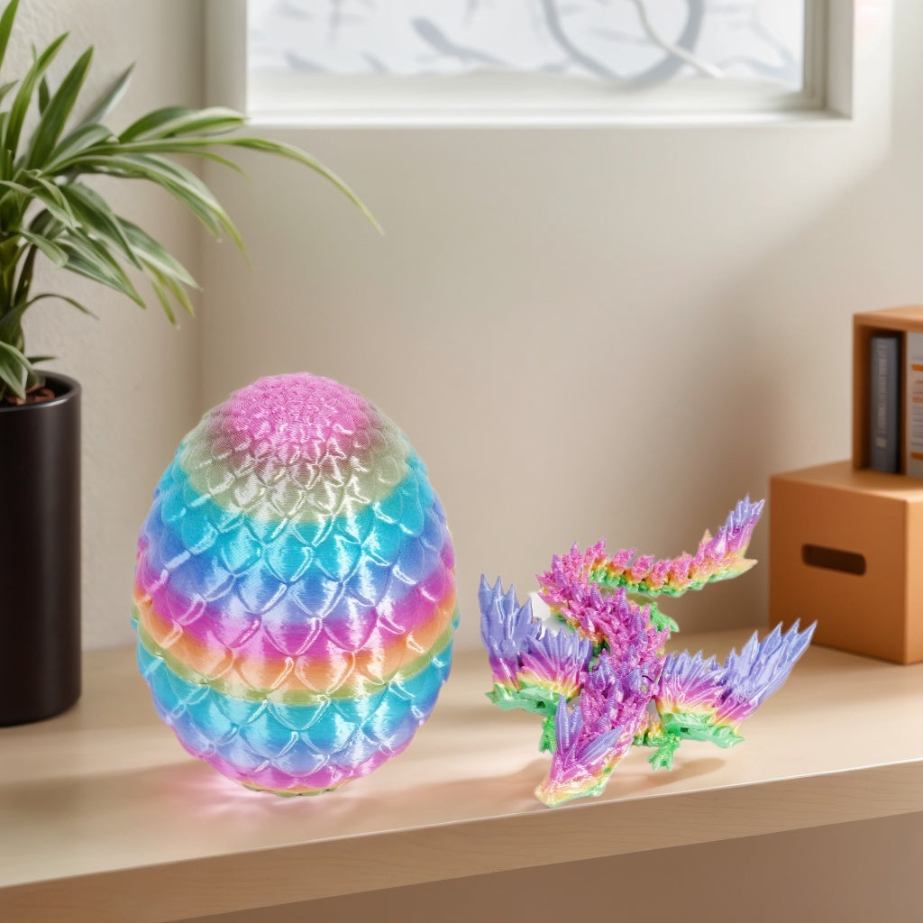 3D Printed Popular Winged Flying Dragon Egg Set, Figurine Decor Gift, Creative Trendy Chinese Dragon