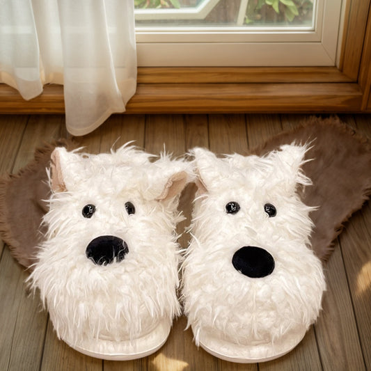 Cute West Highland Terrier Indoor Winter Thick-Soled Couple Slippers for Women, Comfy Warm Cotton House Slippers for Fall and Winter