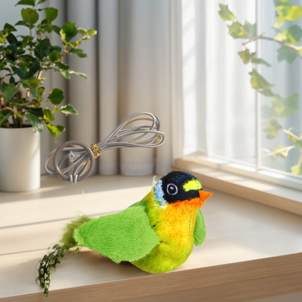 Electric Cat Toy - Realistic Talking Bird Plush Toy for Kittens - Interactive Sounding Pet Plush Supplies