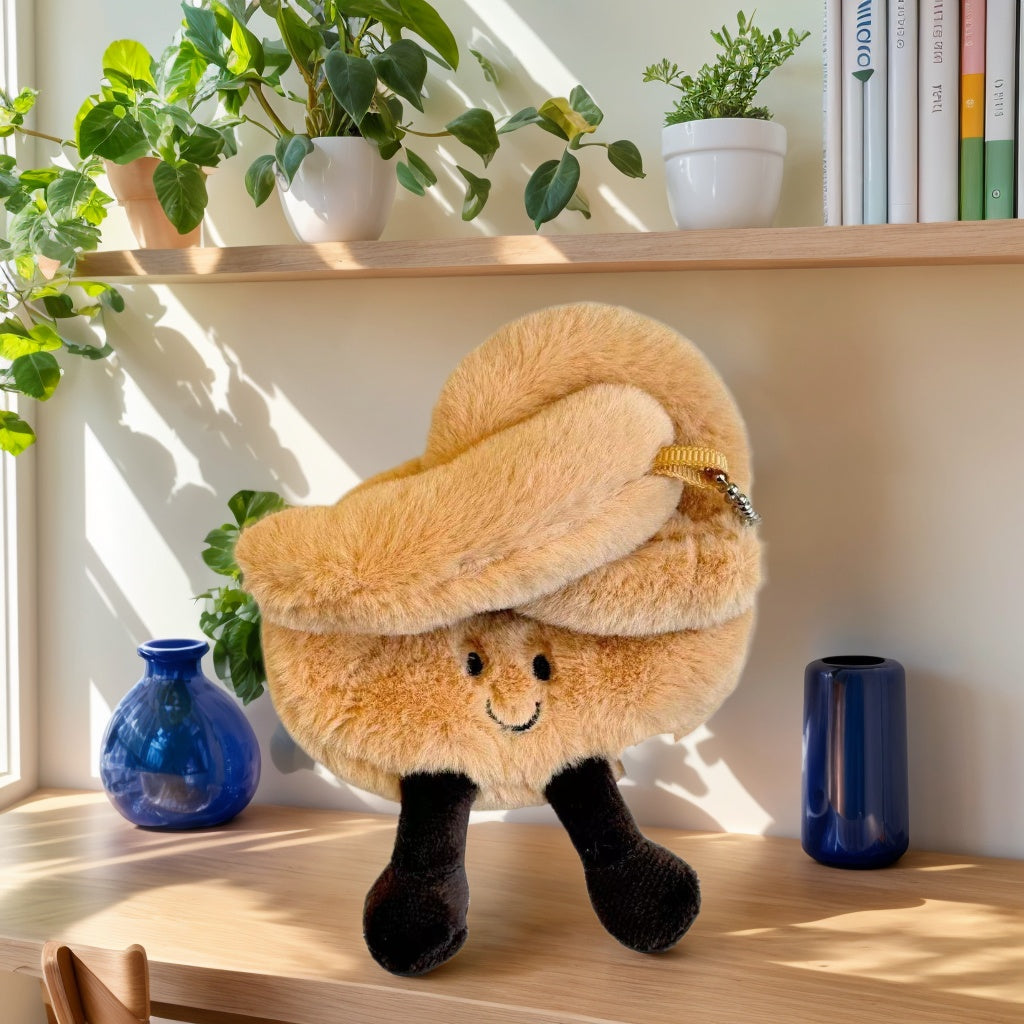 Fun and cute croissant pizza twisted bread creative plush toy figurine backpack pendant gift