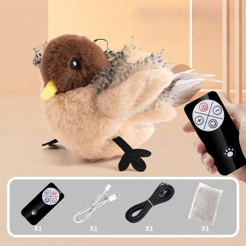 Pet Toy - Realistic Sounding Interactive Cat Teaser for Entertainment - Sparrow, Parrot, Hedgehog Chew Toys