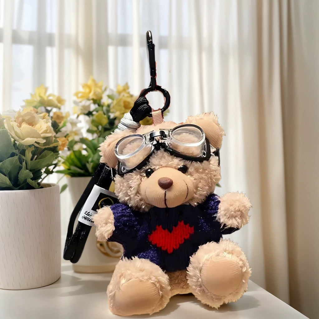 Ins Internet Celebrity Pilot Little Bear Plush Pendant Creative Doll Cute Bear Figurine Keychain Bag Decoration Gift