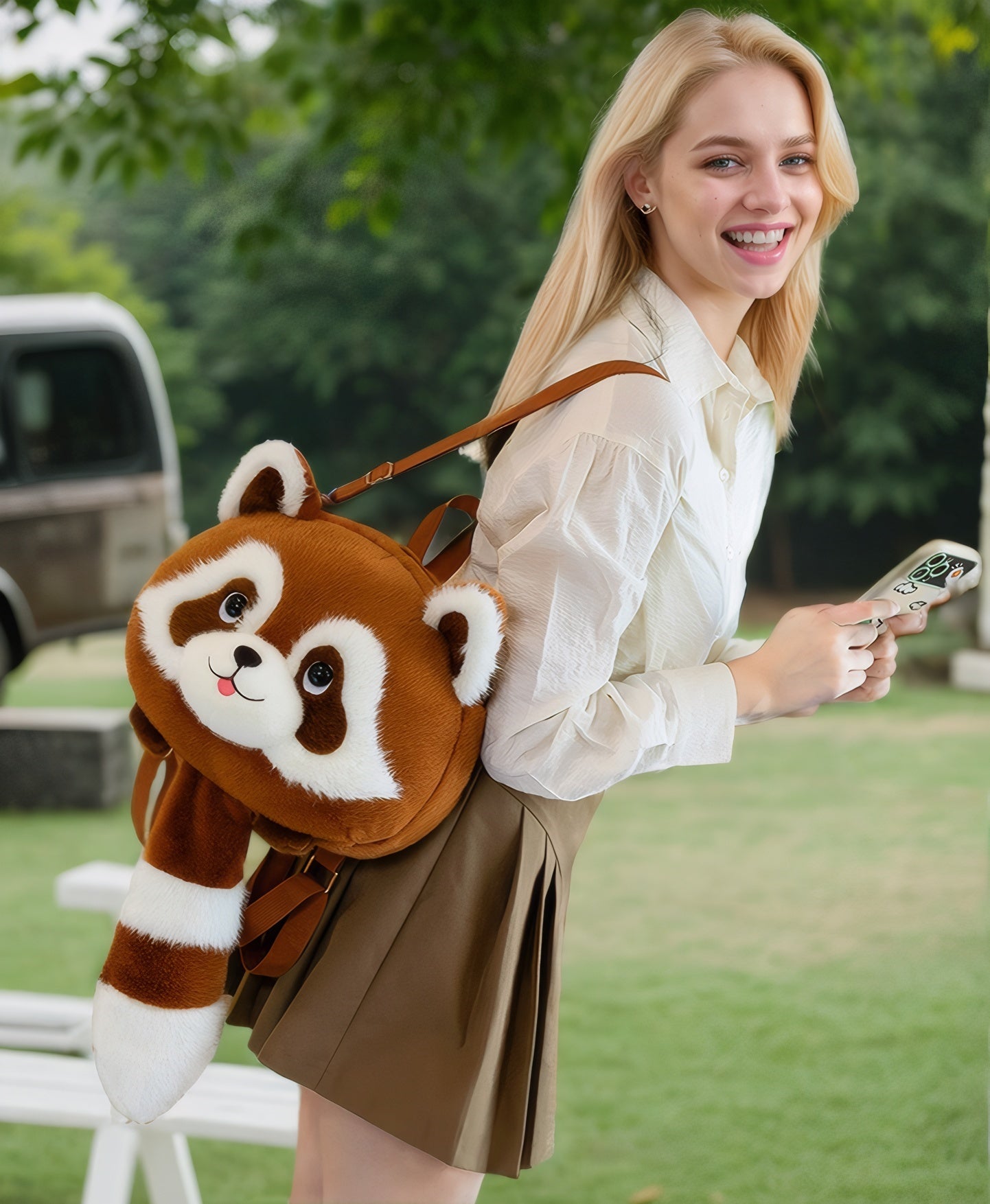 Super Cute Cartoon Panda Plush Backpack for Fall/Winter - Stylish High-Quality Double Shoulder Bag for Girls